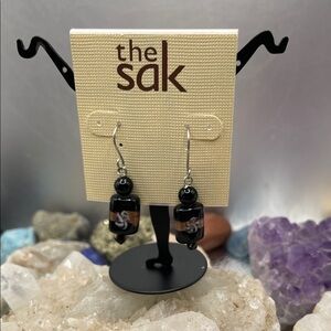 3.1.26-38 The Sak Black, Brown & Silverstone Eurostyle Earrings